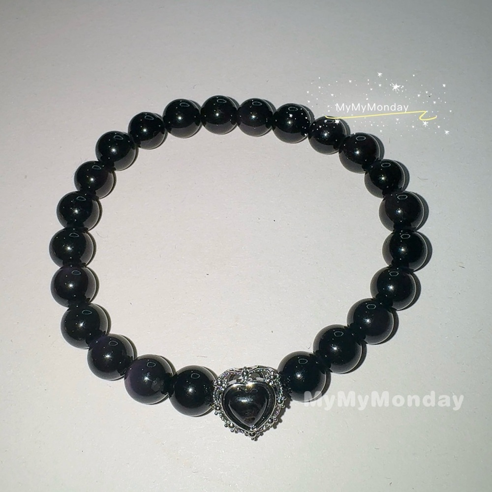 Purple Obsidian Bracelet 8mm - Picture 3 of 5